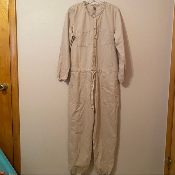 Aerie Cream Utility Jumpsuit – Size M – Button Front / Drawstring Waist - EUC - Picture 2 of 7